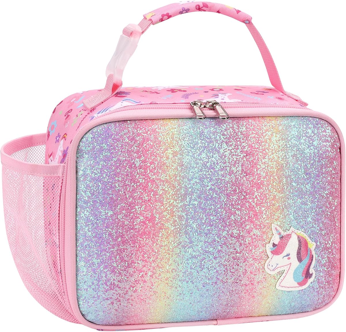 Glitter Pink Unicorn Lunch Bags
